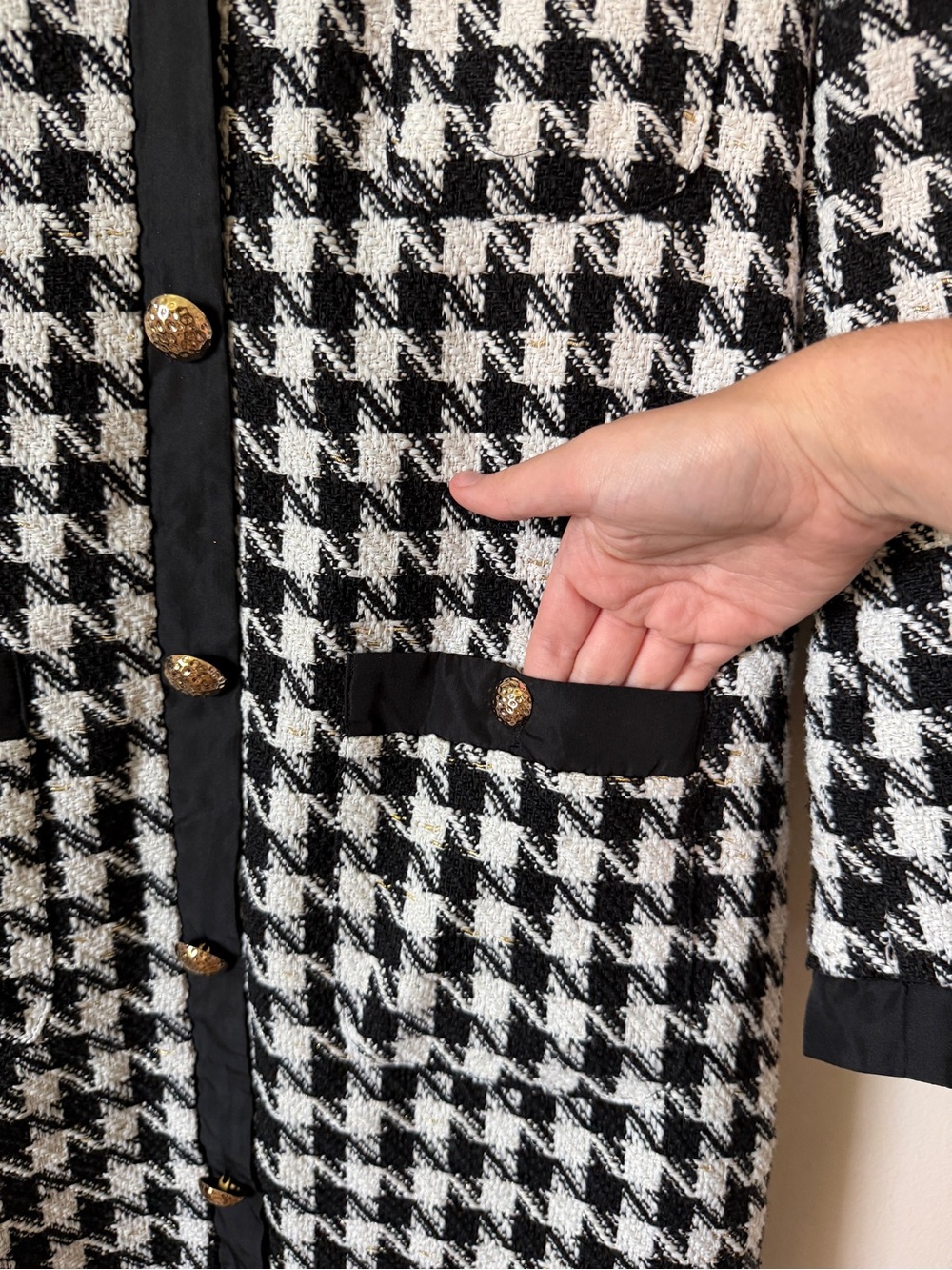 Tuckernuck Pomander Place houndstooth tweed black and white Coco dress size M - Picture 4 of 6